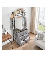 gaomon Clothing Rack With 4/6 Drawers, Freestanding Closet Organizer, Clothes Stand Dresser With Steel Frame & Wooden Top