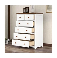 gaomon Wooden Chest With 6 Drawers Wood Rustic Tall Chset Storage Cabinet Dressers Organizer For Bedroom Hallway Living Room