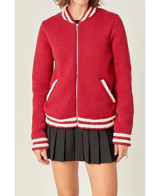 English Factory Women's Knit Bomber Jacket