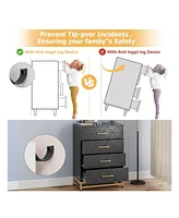 gaomon Dresser For Bedroom With 4 Drawers And Metal Handle,Chest Of Drawers, Sturdy Frame Modern Bedroom Furniture