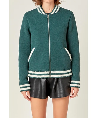 English Factory Women's Knit Bomber Jacket