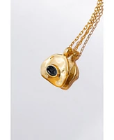 Aria Gemstone Pendant Necklace and Figaro Chain Layering Set