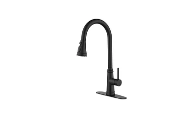 Slickblue Single Handle High Arc Pull-Out Kitchen Faucet Stainless Steel Kitchen Sink Faucet with Pull-Down Sprayer