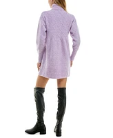 Crystal Doll Juniors' Diamond Knit Turtleneck Sweater Dress