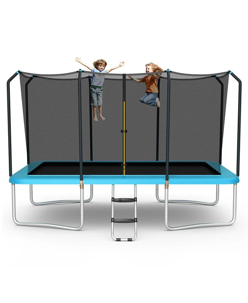 Gymax 8 x 14 Ft Rectangular Recreational Trampoline W/ Safety Enclosure Net Ladder Outdoor