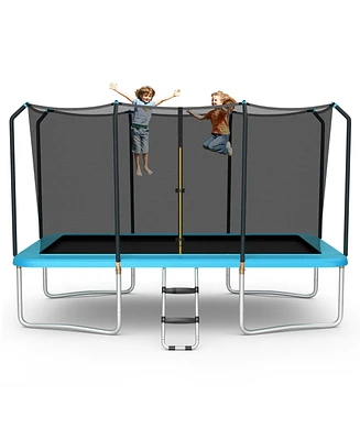 Gymax 8 x 14 Ft Rectangular Recreational Trampoline W/ Safety Enclosure Net Ladder Outdoor