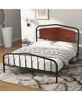 gaomon Full Size Bed Frame with Wooden Headboard and Footboard, Heavy Duty Platform Bed with Under-Bed Storage