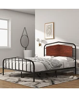 gaomon Full Size Bed Frame with Wooden Headboard and Footboard, Heavy Duty Platform Bed with Under-Bed Storage