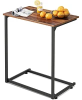 Wlive Wide Snack Side Table, C Shaped End Table for Sofa Couch and Bed, Laptop Table, Work from Home, 26 Inch Tall