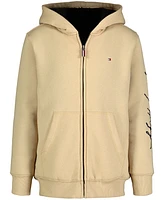 Tommy Hilfiger Big Boys Script Zip Front Soft Sherpa Hoodie