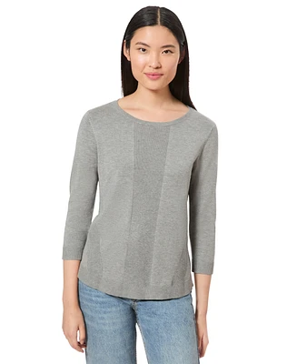 Melissa Paige Women's Boat-Neck, Ribbed-Detail 3/4-Sleeve Sweater