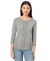 Melissa Paige Women's Boat-Neck, Ribbed-Detail 3/4-Sleeve Sweater