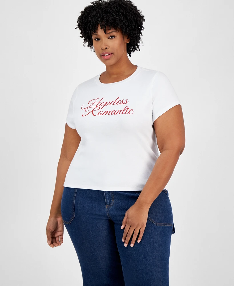 On 34th Plus Hopeless Romantic Graphic T-Shirt, Exclusively at Macy's