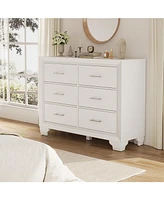 gaomon Dresser For Bedroom, 6 Drawer Chest Of Dressers, Modern Wooden Dresser With Silver Handle For Bedroom, Living Room, Hallway, Entryway