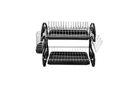 Slickblue Multifunctional Black Dual-Layer Bowl, Dish, Chopstick, and Spoon Collection Shelf – Efficient Dish Drainer