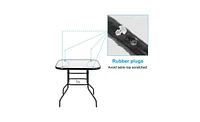 Slickblue Square Outdoor Dining Table – Toughened Glass Table for Yard and Garden