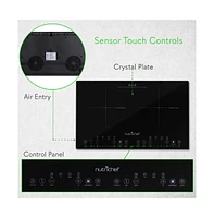 NutriChef Digital Dual Induction Cooktop with Adjustable Temperature Control and Ceramic Glass Top - PKSTIND48