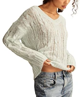 Lucky Brand Women's Cable-Knit Mohair V-Neck Sweater