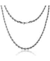 Lucky Brand Stainless Steel Rope Chain Necklace & Bracelet Set - Classic Jewelry for Men