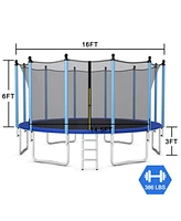 Gymax 16FT Jumping Exercise Recreational Bounce Trampoline for Kids W/Safety Enclosure
