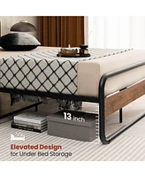 Sugift Queen Size Arc Platform Bed with Headboard and Footboard