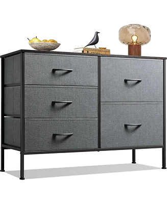 Wlive Dresser for Bedroom with 5 Drawers Wide Drawer Organizers Chest of Fabric Living Room Closet Hallway