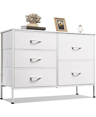 Wlive Dresser for Bedroom with 5 Drawers Wide Drawer Organizers Chest of Fabric Living Room Closet Hallway