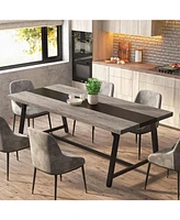 Tribesigns Dining Table for 8 People, 70.87-inch Rectangular Wood Kitchen Table with Strong Metal Frame, Industrial Large Long Dining Room Table for B