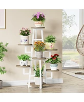 Tribesigns Wooden Corner Plant Pots Holder Rack Flower Stand Shelf Planter Organizer,7 Tier Indoor