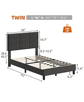 gaomon Twin Size Bed Frame with Adjustable Headboard