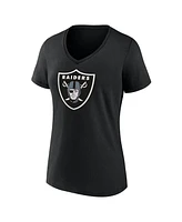 Fanatics Women's Black Las Vegas Raiders Icon Primary Logo V-neck T-shirt