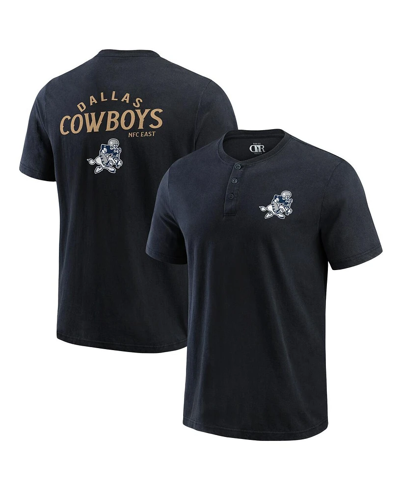 Fanatics Men's Black Dallas Cowboys Washed Henley T-Shirt