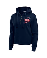 Wear by Erin Andrews Women's Navy New England Patriots Waffle-Knit Pullover Hoodie