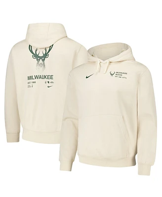 Nike Men's Oatmeal Milwaukee Bucks Courtside Club Pullover Hoodie