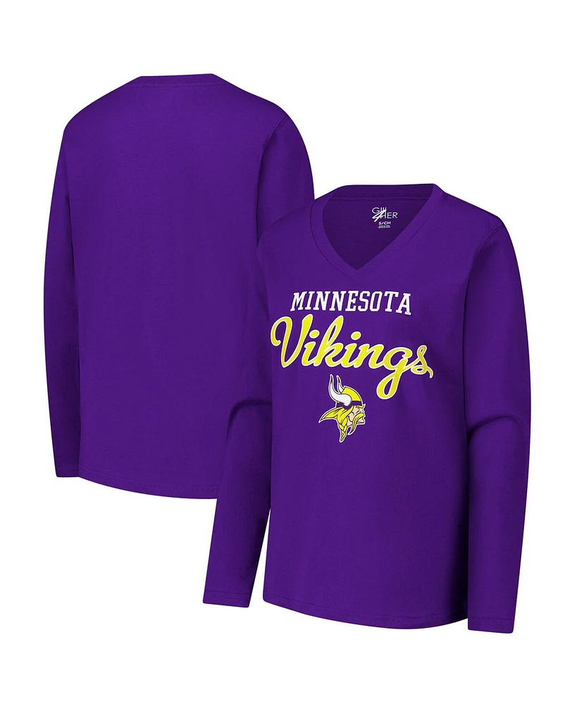 G-iii 4Her by Carl Banks Women's Purple Minnesota Vikings Post Season Long Sleeve V-Neck T-Shirt