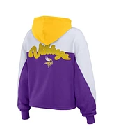 Wear by Erin Andrews Women's Purple/White Minnesota Vikings Plus Color Block Full-Zip Hoodie