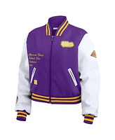 Wear by Erin Andrews Women's Purple/White Minnesota Vikings Varsity Full-Zip Jacket