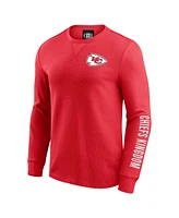 Fanatics Men's Red Kansas City Chiefs Washed Waffle-Knit Long Sleeve T-Shirt