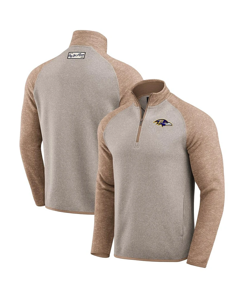 Fanatics Men's Tan Baltimore Ravens Tonal Raglan Quarter-Zip Top