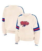 Wear by Erin Andrews Women's Cream Buffalo Bills Stripe Pullover Sweater