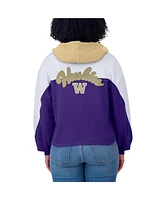 Wear by Erin Andrews Women's Purple Washington Huskies Color-Block Full-Zip Hoodie