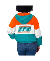 Wear by Erin Andrews Women's Aqua Miami Dolphins Color Block Full-Zip Windbreaker Jacket