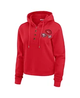 Wear by Erin Andrews Women's Scarlet San Francisco 49ers Waffle Hoodie Pullover Top