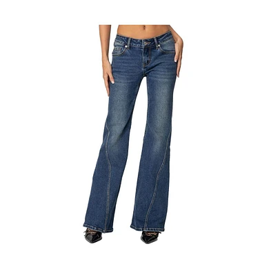 Edikted Women's Colton Boot Cut Low Rise Jeans