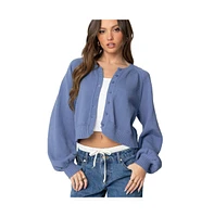 Edikted Womens Sammi Puff Sleeve Knit Cardigan
