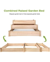 Slickblue Wooden Raised Vegetable Garden Bed 3 Tier Elevated Planter Kit Outdoor Gardening