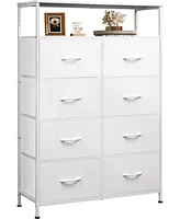 Wlive Fabric Dresser for Bedroom with Open Shelves Tall 8 Drawers Storage Tower Bins Chest of Closet Hallway