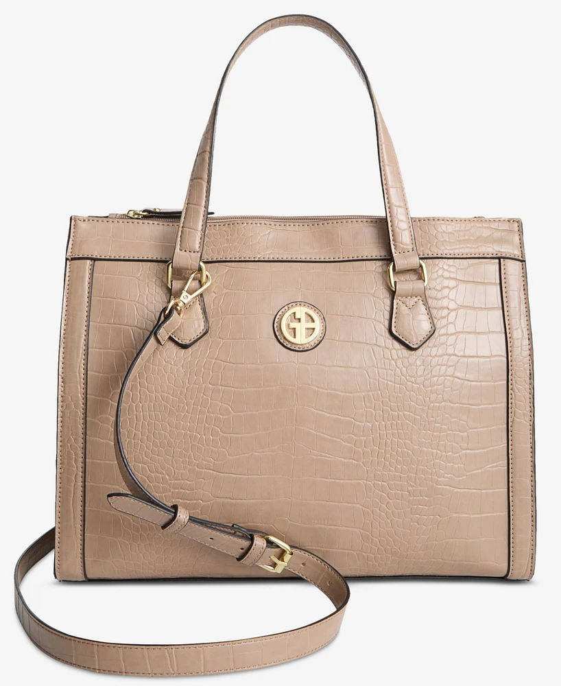 Giani Bernini Croc Medium Book Tote, Created for Macy's
