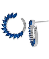 Blue Spinel (1-1/5 ct. t.w.) & Lab Grown White Sapphire (1/20 ct. t.w.) Marquise Spiral Hoop Earrings in Sterling Silver , 0.67"