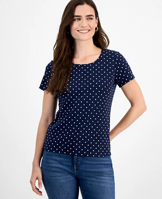 Style & Co Women's Printed Scoop-Neck Short-Sleeve Top, Exclusively at Macy's